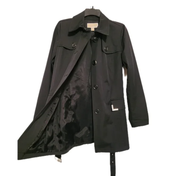 Michael Michael Kors Beverly Black Trench Coat. SZ M, EUC - Picture 4 of 6